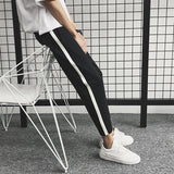 BONSIR  -  American Sle Cotton Linen Workwear Pants Men Loose Straight Leg Floor Length f Elastic Buttoned Linen Breathable Suit