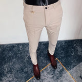 Bonsir Summer Casual Slim Fit Dress Pants Streetwear Men Suit Pants High Quality Office Social All Match ankle Length Trousers