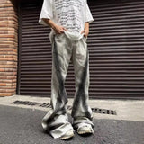 Bonsir Y2K Streetwear Tie Dye White Baggy Flare Jeans Pants Men Designer Clothes New Rock Old Women Long Trousers Roupa