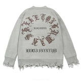 Bonsir Y2k Letter Wings Knitted Pattern Sweater Streetwear All-Match Personality Couple Long-Sleeve Knitted Top Unisex 2024 Spring New