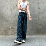 BONSIR  -  Mens Long Pants Washed Contrasting Casual Jeans Seasonal Streetwear Daily  No Ironing Straight Leg Pants Men's Clothing Unisex
