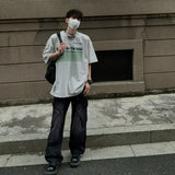 BONSIR  -  Mens Cotton Oversized T-shirt Summer Short Sleeve Loose Breathable T Shirts Men Hip Hop Print Y2k Tops Tee Harajuku Goth Clothes