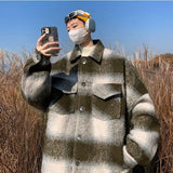 BONSIR  -  Two pockets on the chest, large plaid cotton thickened tweed coat, retro and fashionable