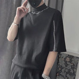 Bonsir Men Y2k Contrast Color Printing Casual Short-Sleeved T-Shirt Daily Streetwear Simple Trend Personality All-Match Top 2024 Summer