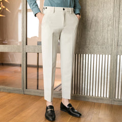 Bonsir Brand Clothing Fashion Male Spring High Quality Cotton Business Suit Trousers/Men's Pure Color Leisure Suit Pants 28-34