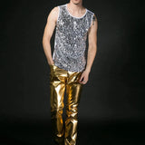 Bonsir Mens Vest Stage Performance Sequin Tank Top 2025 New Spring Streetwear Fashion Nightclub Youth Campus Trendy Tops Men'S Clothing