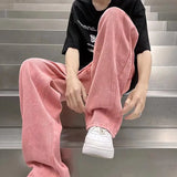 Bonsir Street Vibe Style Jeans Men's Loose Straight Pants Trendy Brand American Baggy Wide-leg Pants Pink Jeans Spring and Autumn