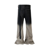 Bonsir Streetwear RO style Gradient Color Baggy Stacked Baggy Flare Jeans for Men and Women Straight Washed Casual Denim Trousers