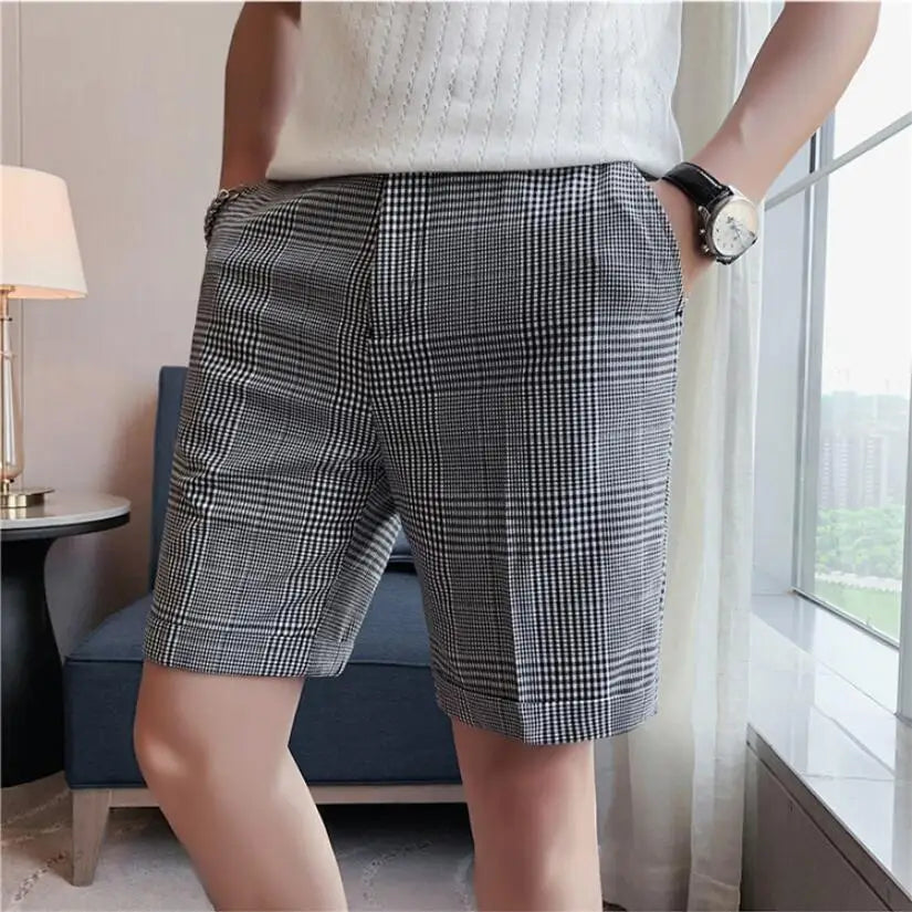 Bonsir Brand Clothing Male High Quality Pure Cotton Plaid Shorts/Men's Summer Slim Fit Leisure Business Shorts Plus size 29-36