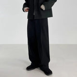 BONSIR  -  Autumn Winter Men's Cotton Wide Leg Floor Suit Pants Korean Casual Loose Straight  Thicken Full Length Trousers Male Keep Warm