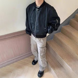 Bonsir Mens Biker Baseball Jacket Autumn Fashion Streetwear Zipper Windproof Bomber Jacket Casual Long Sleeve Tops Men'S Clohing
