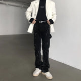Bonsir Y2K Streetwear Kanye Patchwork Baggy Stacked Jeans Pants Men Clothes Straight Hip Hop Denim Trousers Pantaloni Uomo