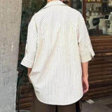 BONSIR  -  Oversized Men's Striped Half Sleeve Shirt, Simple, Comfortable and Versatile, Business Casual Unisex