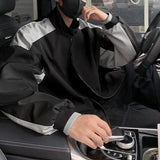Bonsir Mens Baseball Jacket Patchwork Contrast Color Jacket Autumn Streetwear Thin Casual Button Collar Long Sleeve Coat Men'S Clothing