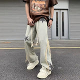 Bonsir Men Jeans Spring and Autumn New Star Embroidery Splicing Jeans Fashion Street Casual Wear Loose Hundred Straight Pants Y2k Jeans