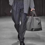 BONSIR  -  New straight-leg pants in autumn and winter clothes retro American vertical striped wide-leg casual pants age-sensing pants