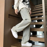 Bonsir Pants Men's Trendy American High Street Jeans Men's Loose Straight Leg Wide Leg Cool Casual Men's Pants