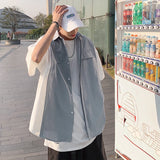 Bonsir Men's Casual Blouse Patchwork Color Shirts Summer Half Sleeve Handsome Men's Clothing Fashion Tooling Shirt Plus Size 5XL