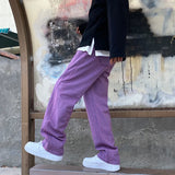Bonsir New Men's Streetwear Purple Green Jeans Fashion High Street Baggy Y2k Wide Leg Denim Pants Male Fall Full Length Pants