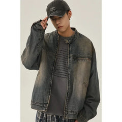 Bonsir Small niche retro washed vintage denim jacket men's spring autumn clothing new loose casual jacket for men's top