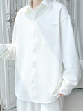 BONSIR  -  Solid color simple shirt long sleeve men's Korean version of the high street jacket trendy casual versatile shirt