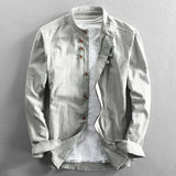 BONSIR  -  Business Daily Light Grey M-2XL White Black Dark Gray Shirt Mandarin Collar Mens Slim Fit Business Long Sleeve