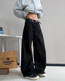 BONSIR  -  American High Street Waed Wide Leg Straight Cut Jeans Men Women Vintage Street Faion Loose Casual Trousers