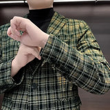Bonsir Single Breasted Thin Plaid Man Suits and Blazers Slim Fit Original Gentleman Casual Coats High Quality Elegant Jacket for Men