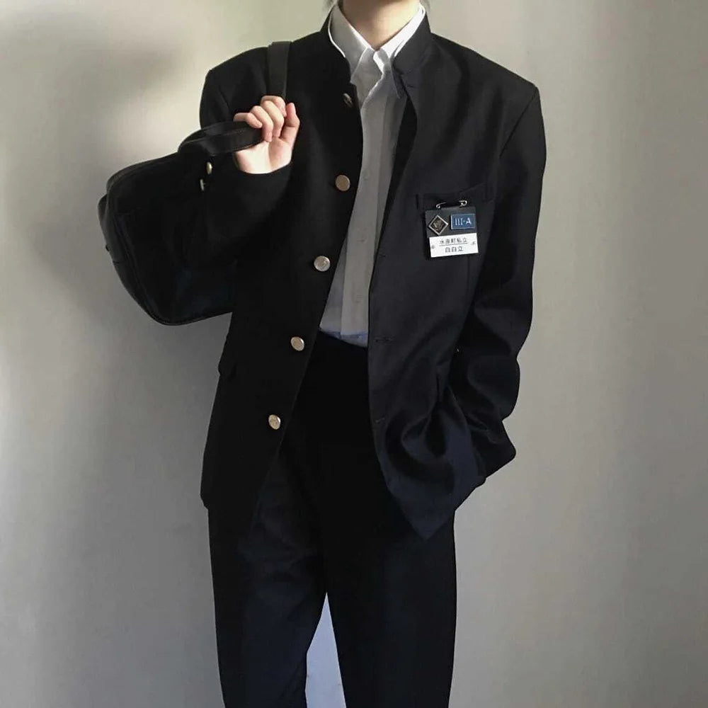 Bonsir Japanese College Uniform Jacket Stand-up Collar Suit Jacket Top Men's Spring Summer College Wind Trend Men Coat School Uniform