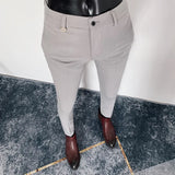 Bonsir Summer Casual Slim Fit Dress Pants Streetwear Men Suit Pants High Quality Office Social All Match ankle Length Trousers