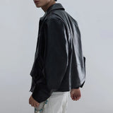 Bonsir Mens Pu Leather Motorcycle Short Slim Casual Pu Jacket Spring Streetwear Fashion Grunge Campus Jacket Old Money Men'S Wear