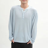 BONSIR  -  Mens T-Shirt New Handsome Striped Loose Long Sleeved T-Shirt Autumn Solid Color Quick Drying Harajuku Sunscreen Style Top Unisex