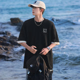 BONSIR  -  Summer Oversized T Shirt Men Tees Short Sleeve Korean Fashion T-shirts Hip Hop Streetwear Drop Shoulder Male Casual Tops