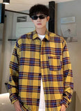 BONSIR  -  American Men's Spring and Autumn Plaid Shirts, Handsome and High-End Long-Sleeved Shirts, Trendy and Versatile Loose Tops