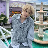 BONSIR  -  Autumn and winter American retro niche vest lazy men and women sleeveless loose knitted versatile sweater cardigan vest