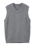 BONSIR  -  New Popular Preppy Style Men Sweater Vest Casual Knitted Streetwear Solid Color V Neck Waistcoat Leisure High Quality Knitwear