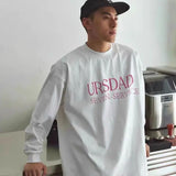 BONSIR  -  Heavy cotton Japanese street printed long-sleeved T-shirt for men in autumn loose and simple small neckline inner t-shirt
