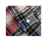 BONSIR  -  Color Blocking Patchwork Men's Checkered Shirt with Tassel Long Sleeves Wearing An Outerwear Loose Stylish Male Top