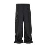 BONSIR  -  High Street Striped Chain Hanging Suit Trousers for Men Patchwork Straight Loose Casual Pants Oversized Wide Leg Cargos