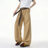 BONSIR  -  Simple Men's Trousers Casual Solid Color Ice Slik Deconstruction Wide Leg Elastic Waist Loose Male Pants Summer 24K5244
