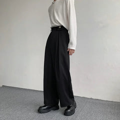 Bonsir New Black Suit Pants Men Fashion Social Mens Dress Pants Korean Loose Oversized Wide Leg Pants Mens Formal Trousers M-2XL