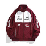 BONSIR  -  Autumn Men's Casual Sports Bomber Jacket Streetwear Racing Suit Zipper Stand Collar Motorcycle Jacket Men Letter Print Wear Coat