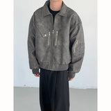 Bonsir Short Leather Jacket Men Oversized Fashion Casual Motorcycle Jackets Men Streetwear Hip-hop Loose Bomber Jacket Mens Outwear