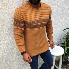 Bonsir Fall Vintage Patchwork Knitted Pullovers Men Clothing Winter Long Sleeve Striped Jumper Top Fashion Streetwear O-neck Sweaters