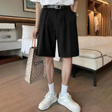 Bonsir Mens Suit Shorts Sophistication Loose Business Casual Solid Simple Comfortable Informal Straight Thin Shorts Summer New