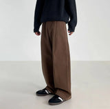 BONSIR  -  Autumn Winter Men's Cotton Wide Leg Floor Suit Pants Korean Casual Loose Straight  Thicken Full Length Trousers Male Keep Warm