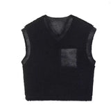 BONSIR  -  Dark thickened fur integrated vest vest for men's Japanese retro trendy brand loose versatile splicing V-neck jacket