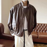 BONSIR  -  Men Fashion Lapel PU Leather Casual Biker Coat Streetwear Social Jackets Men Autumn Double Zipper Motorcycle Leather Jackets