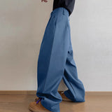 BONSIR  -  Men Pants Solid Color High Waist Pleated Button Casual Trousers Men Streetwear Loose Joggers Fashion Male Long Pants