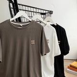 BONSIR  -  Solid Color Simple Versatile Men T-shirt Loose Breathable Summer Basic Male Short Sleeved T-shirt Round Neck Casual Top
